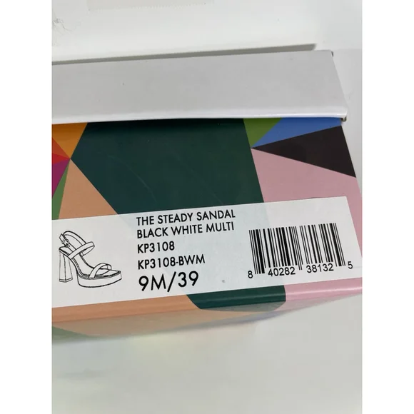 NIB Katy Perry The Steady Sandal Womens 9M Black White Chunky Heels Platform - Picture 6 of 6